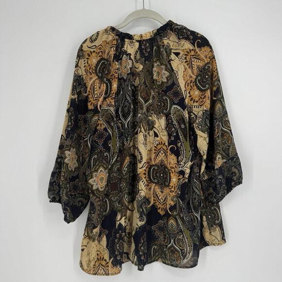 Fig & Flower top 1x dark floral relaxed artsy work career business career - Picture 4 of 6